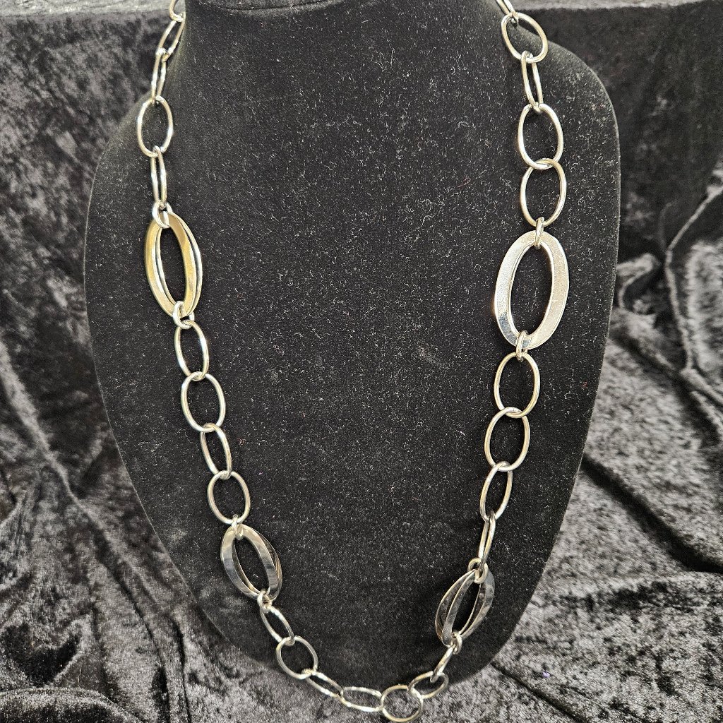 Milor China Stainless Steel Necklace With Oval Shaped Links - 14